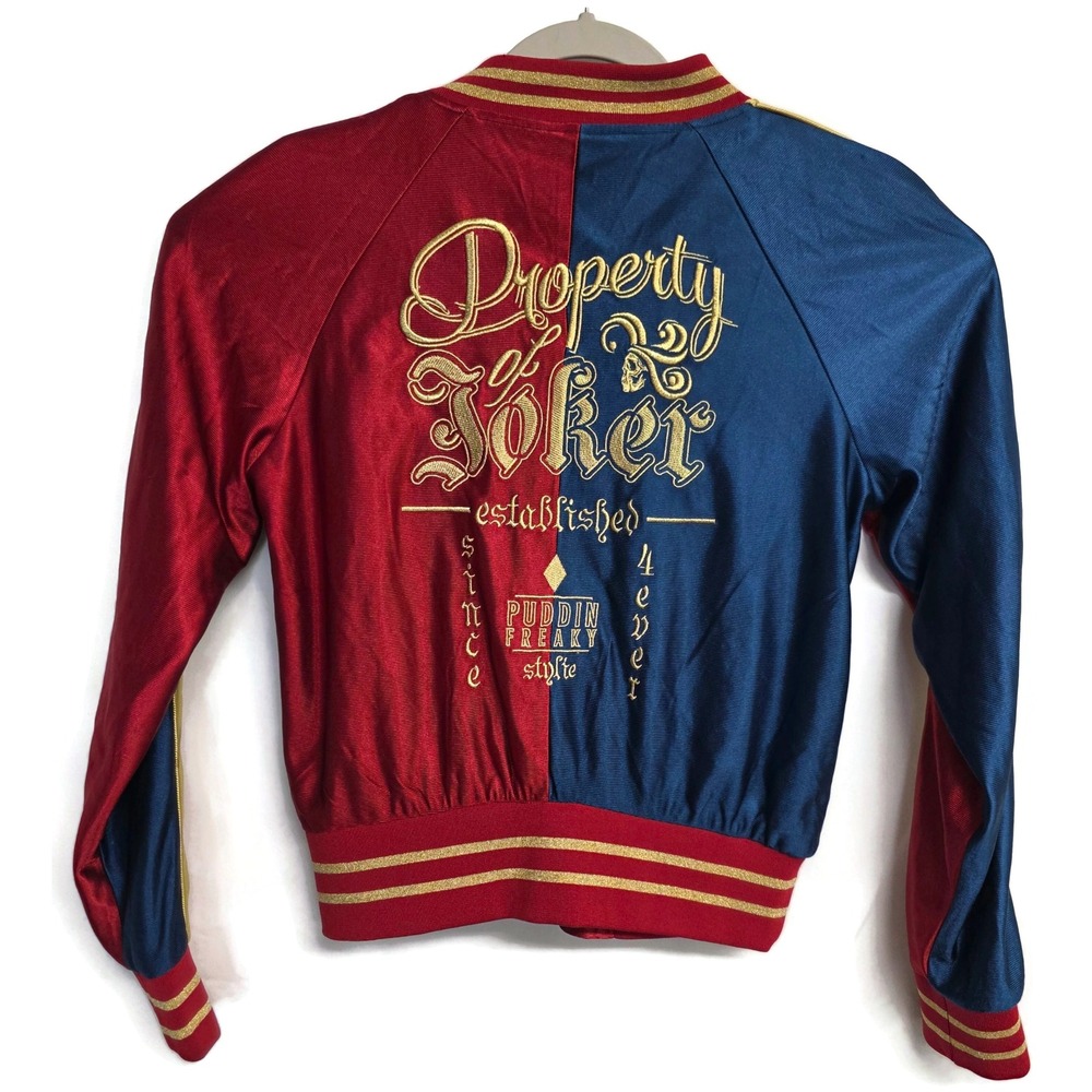 Suicide Squad Harley Quinn Property of Joker Jacket Hot Topic Red Blue Medium